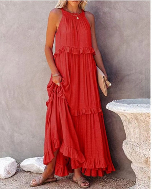 EOS | Rote Ruffle Strandkleid
