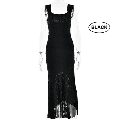 EOS | Sexy ärmelloses langes Fischschwanz-Kleid aus Jacquard